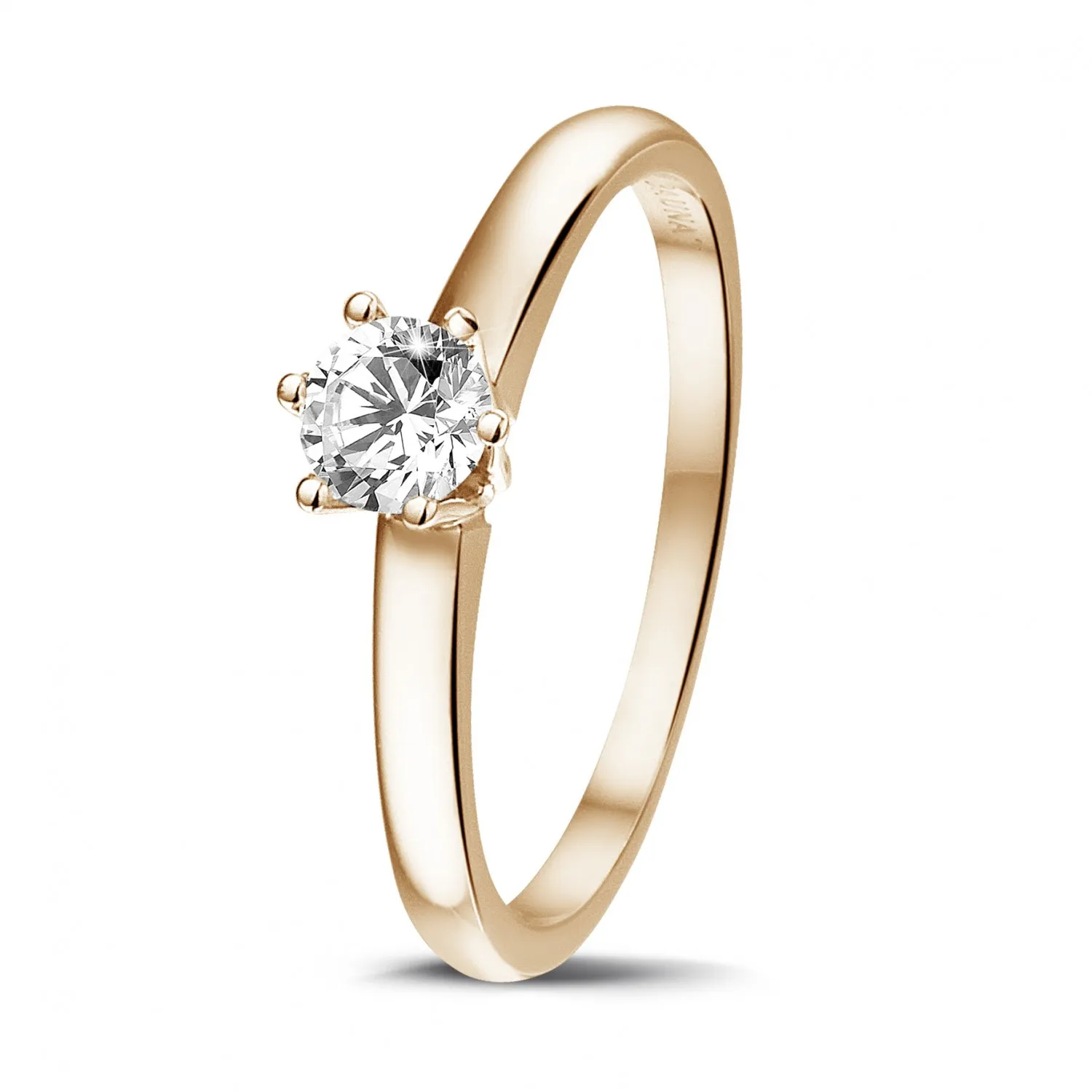 0.30 quilates anillo solitario diamante con 6 grapas en oro rojo 