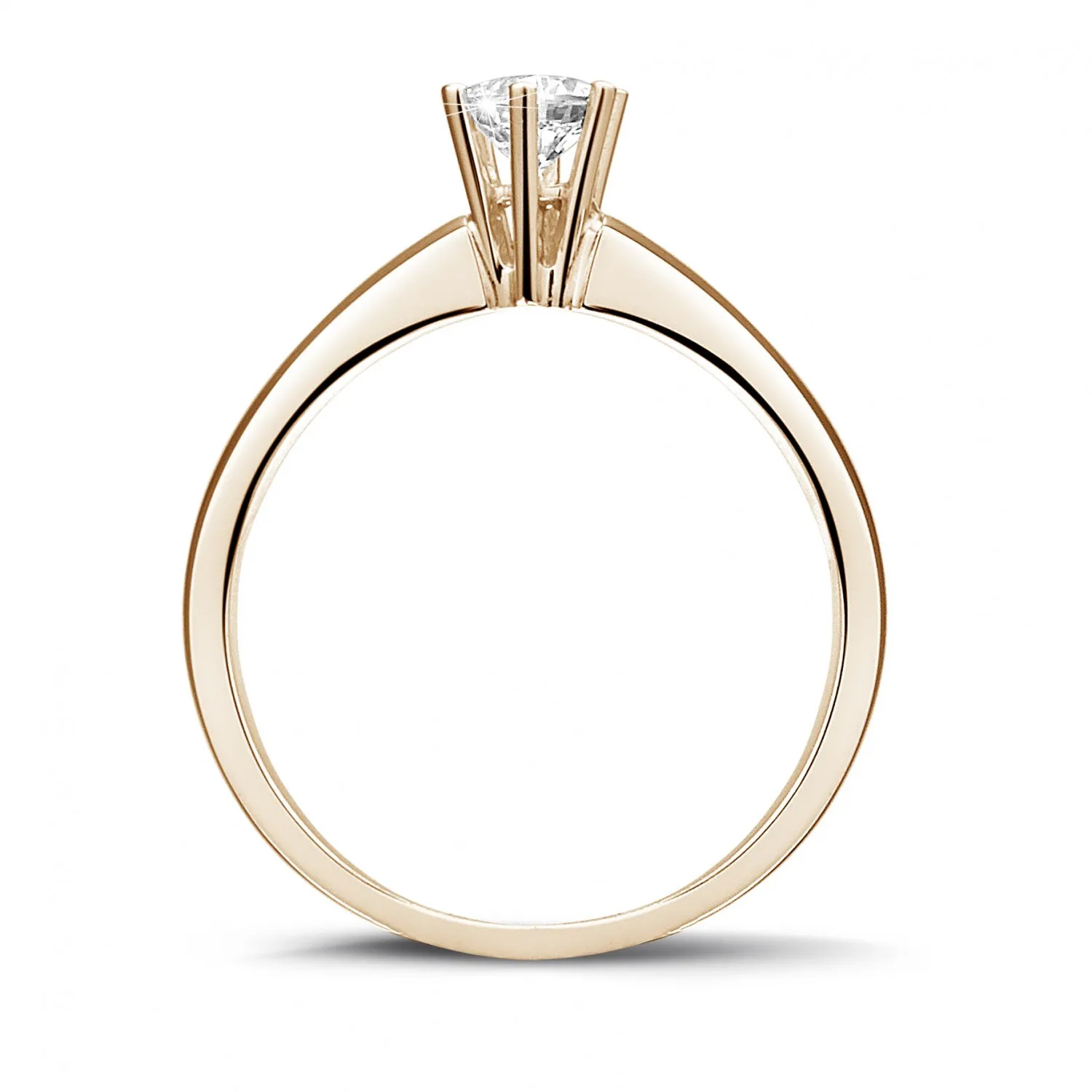 0.30 quilates anillo solitario diamante con 6 grapas en oro rojo 