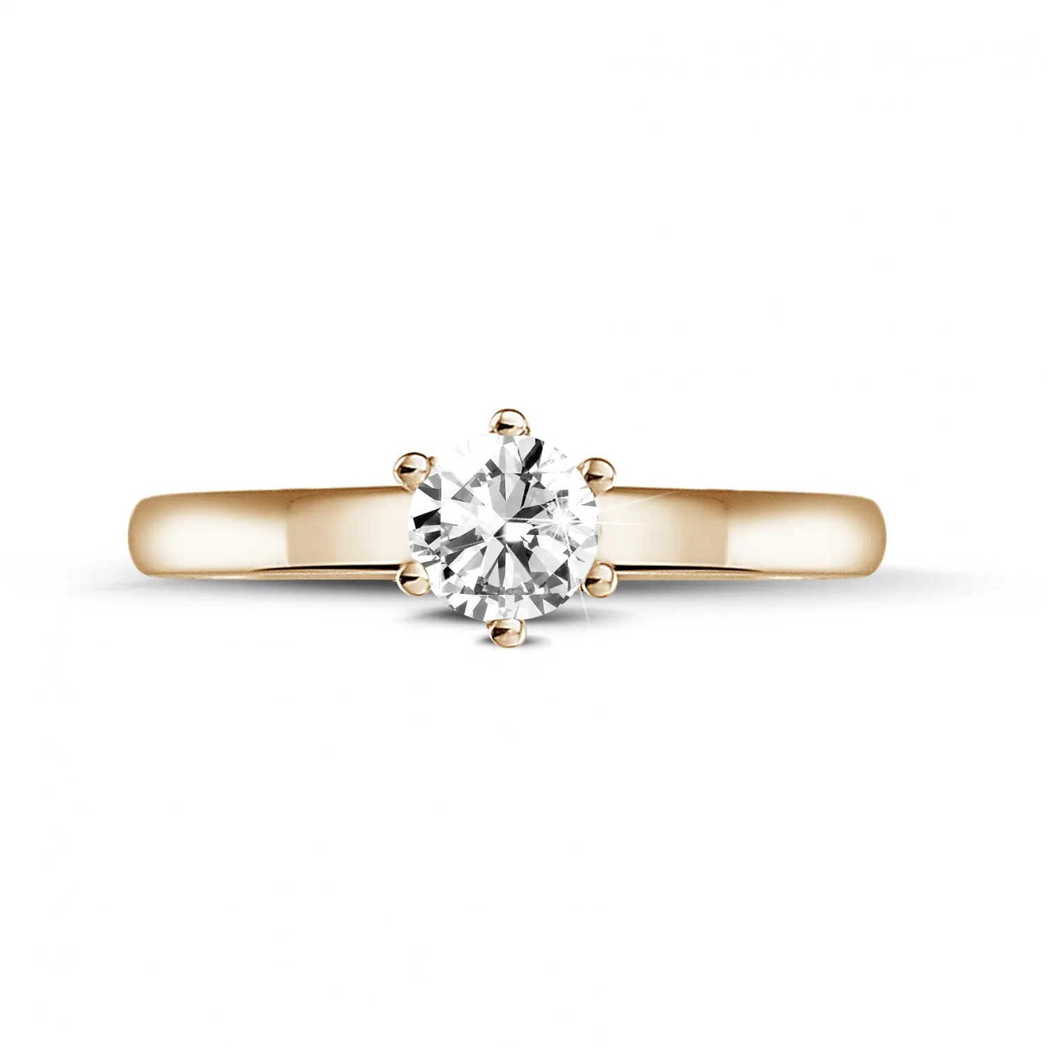 0.30 quilates anillo solitario diamante con 6 grapas en oro rojo 