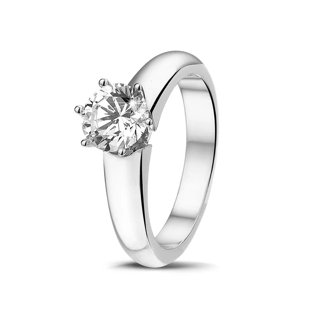 0.90 quilates anillo solitario diamante con 6 grapas en platino 