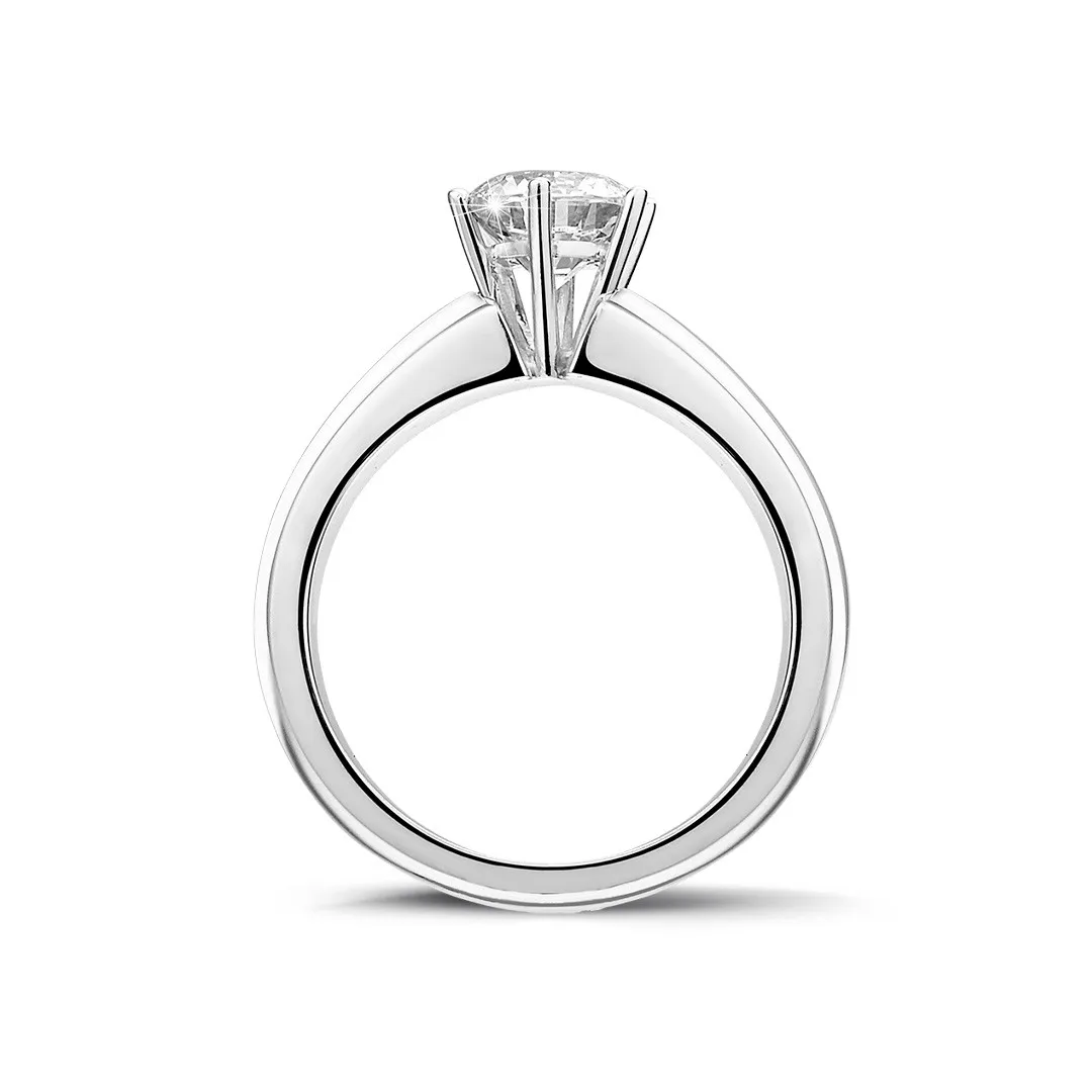 0.90 quilates anillo solitario diamante con 6 grapas en platino 