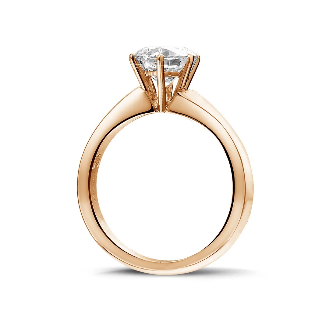 1.50 quilates anillo solitario diamante con 6 grapas en oro rojo 