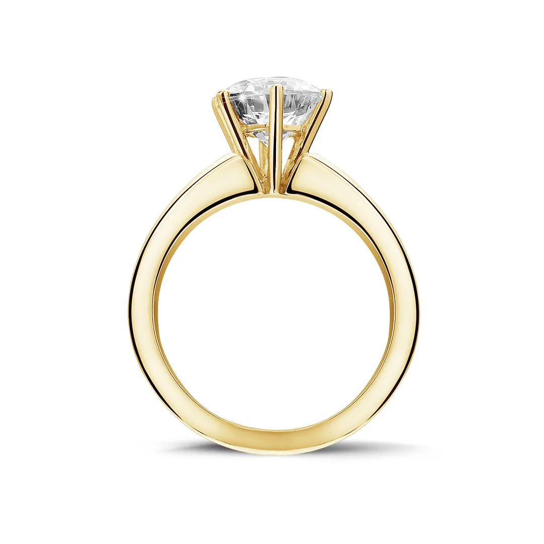 2.00 quilates anillo solitario diamante con 6 grapas en oro amarillo 