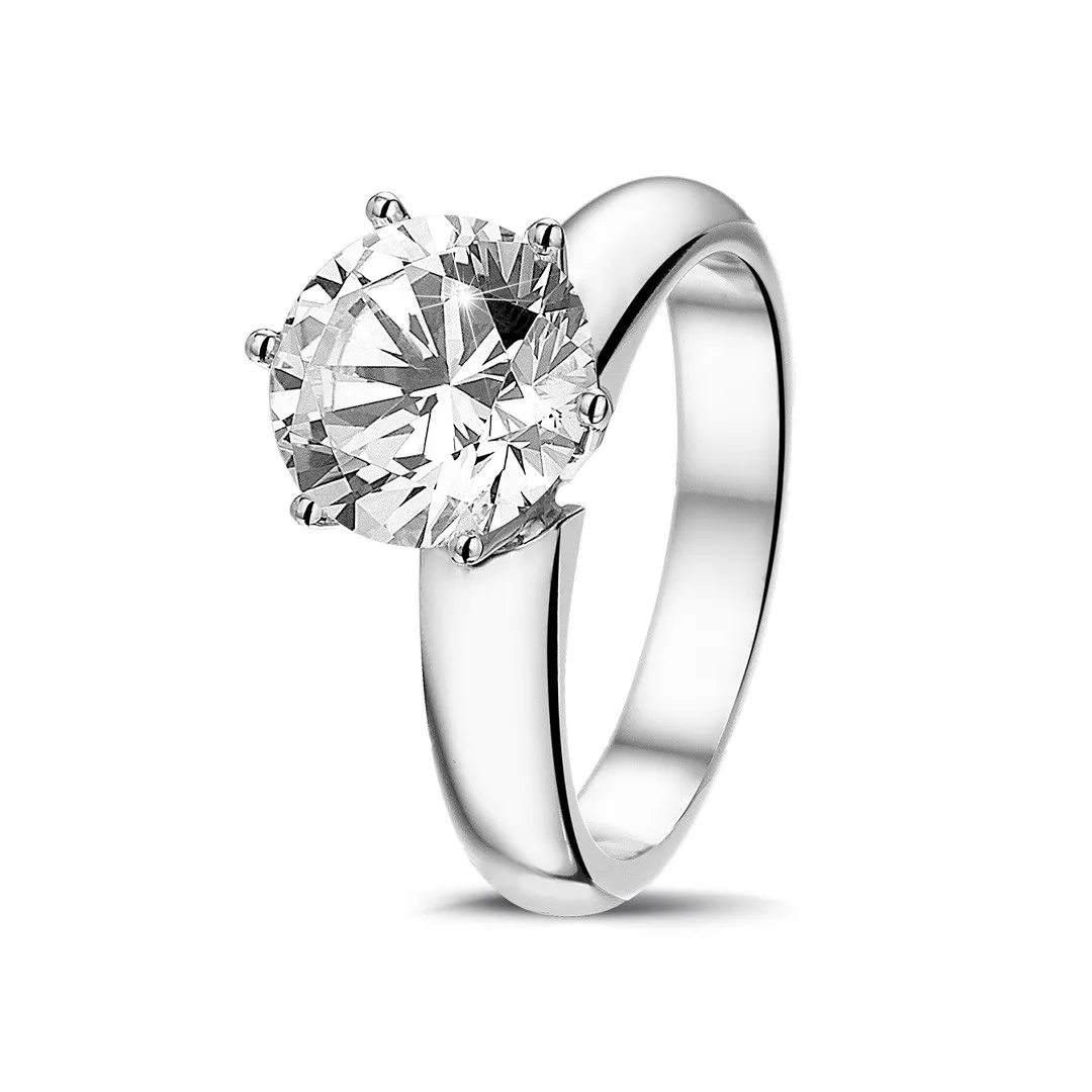 2.50 quilates anillo solitario diamante con 6 grapas en oro blanco 