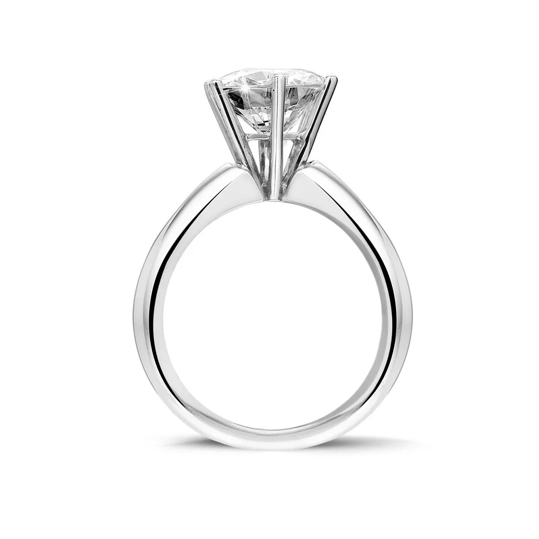 2.50 quilates anillo solitario diamante con 6 grapas en oro blanco 