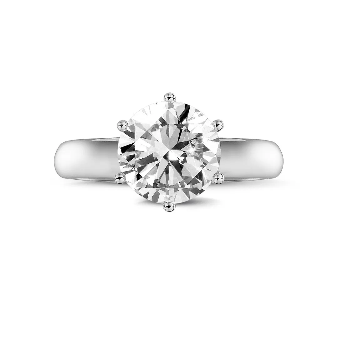 2.50 quilates anillo solitario diamante con 6 grapas en oro blanco 