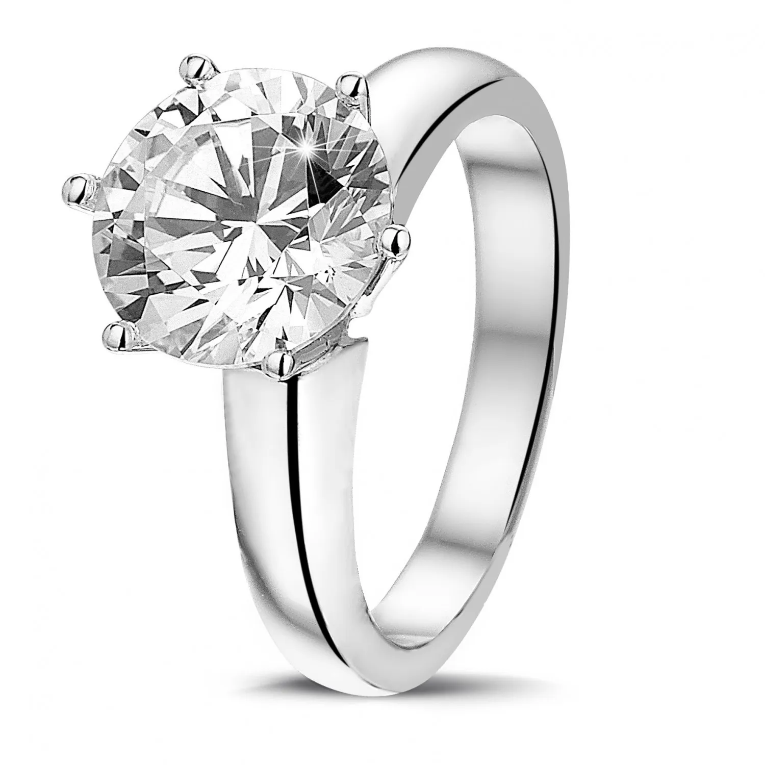 3.00 quilates anillo solitario diamante con 6 grapas en platino 