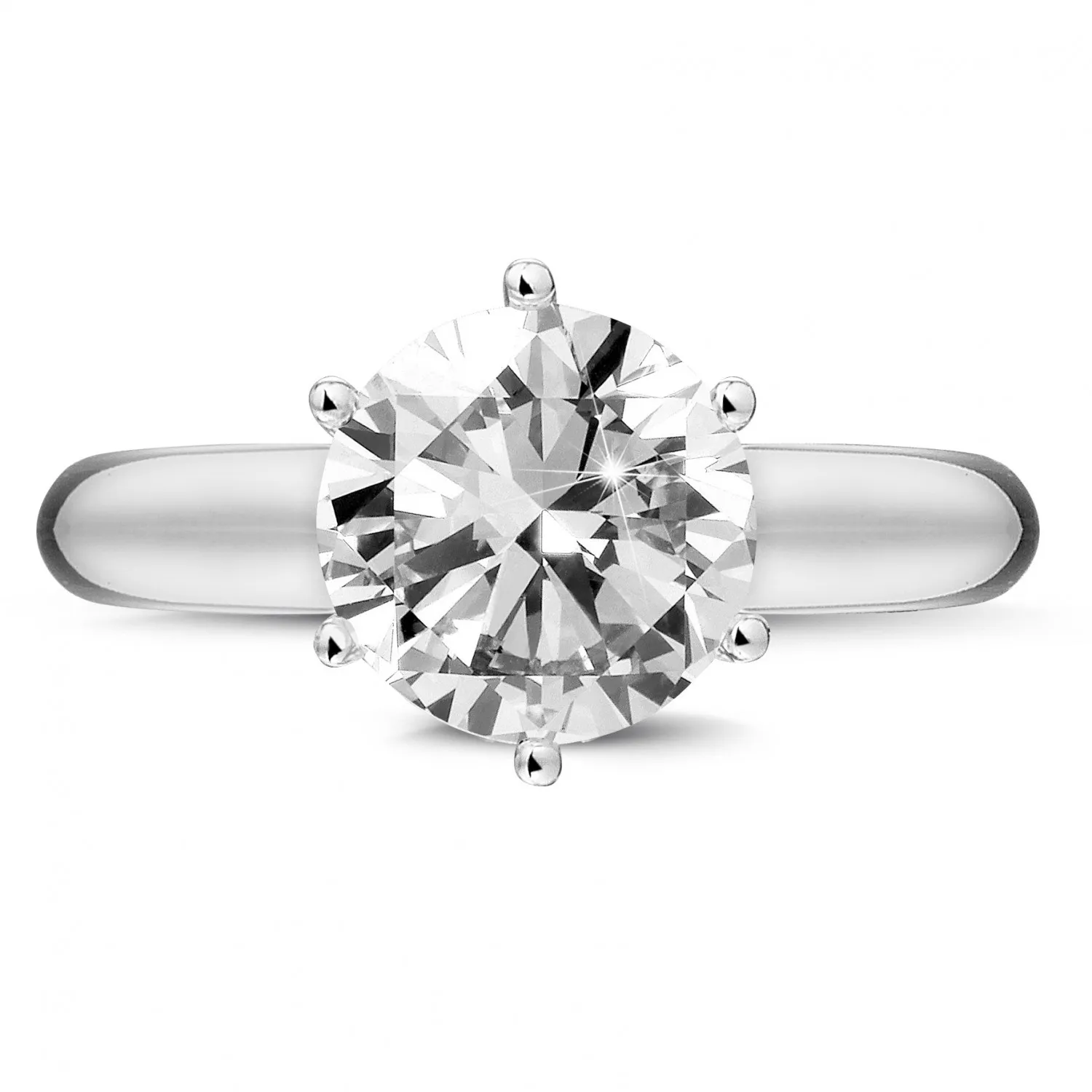 3.00 quilates anillo solitario diamante con 6 grapas en platino 