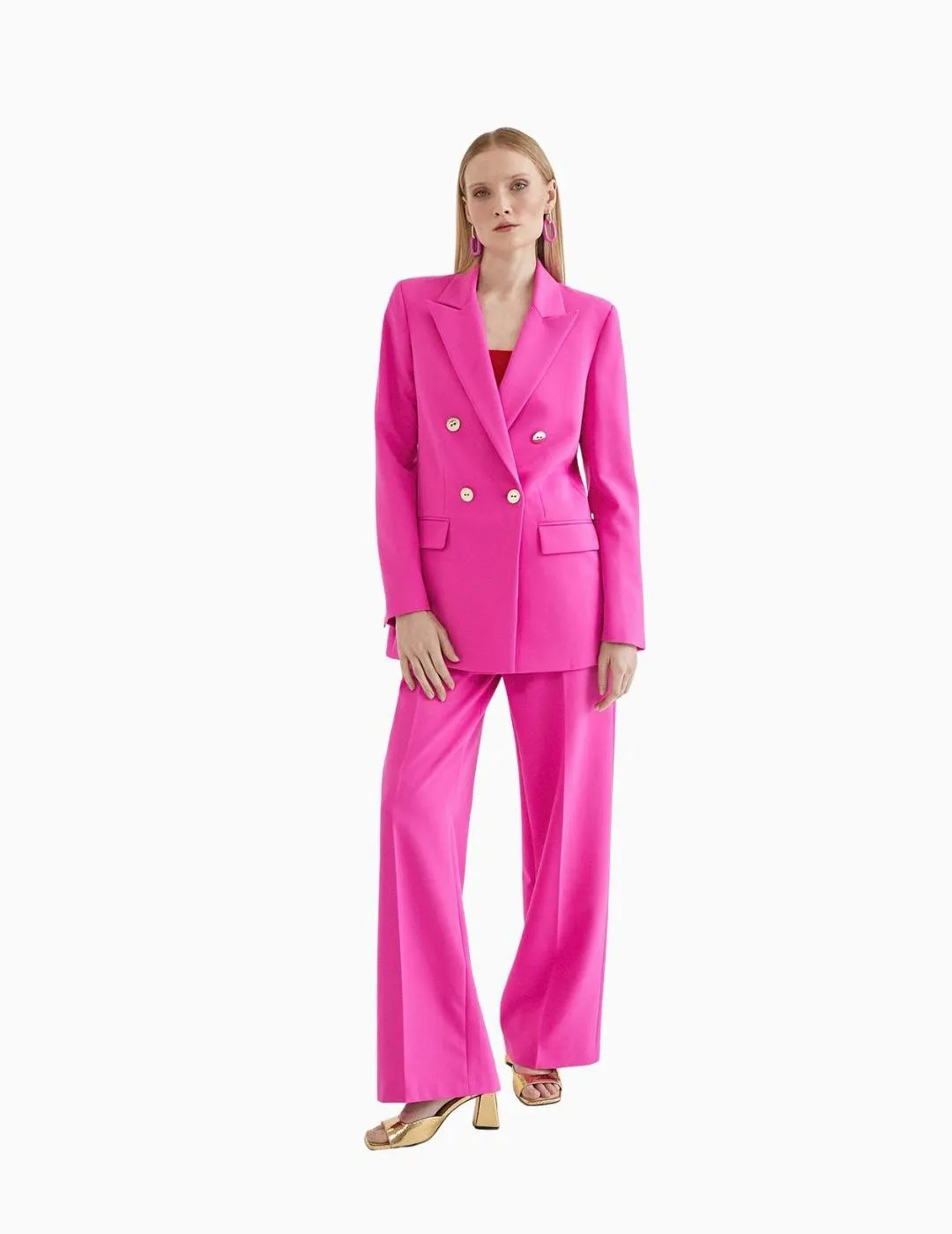 Americana LOLA CASADEMUNT Cruzado Monocolor Fucsia de Mujer