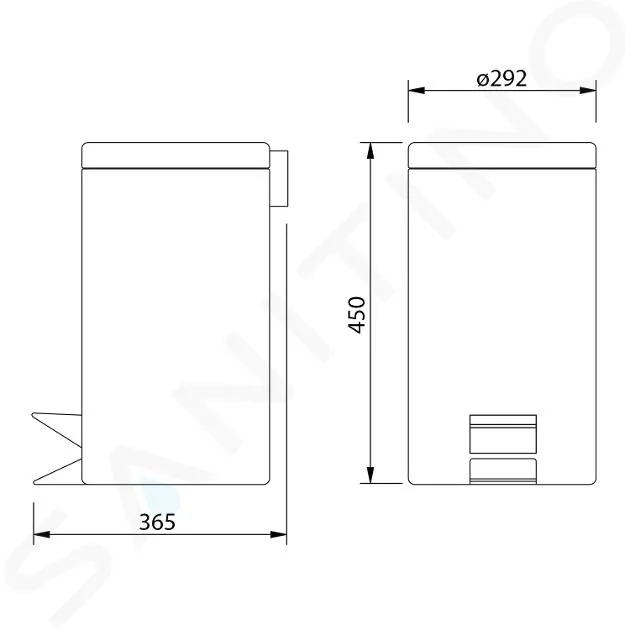AQUALINE SIMPLE LINE  CUBO DE BASURA 20 L, ACERO INOXIDABLE PULIDO 27120