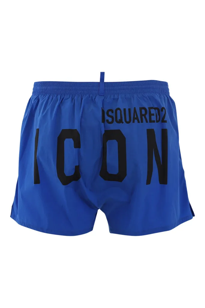 Bañador midi azul con logo 