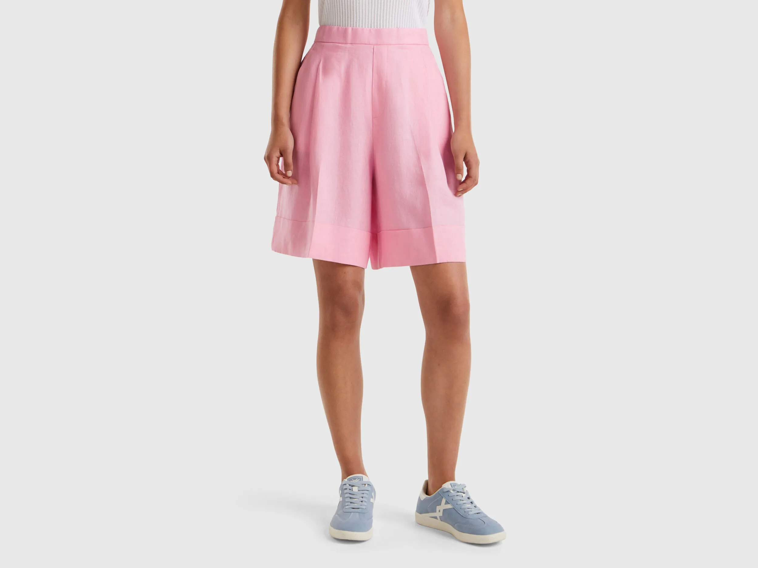 Bermudas de 100 % lino con vuelta