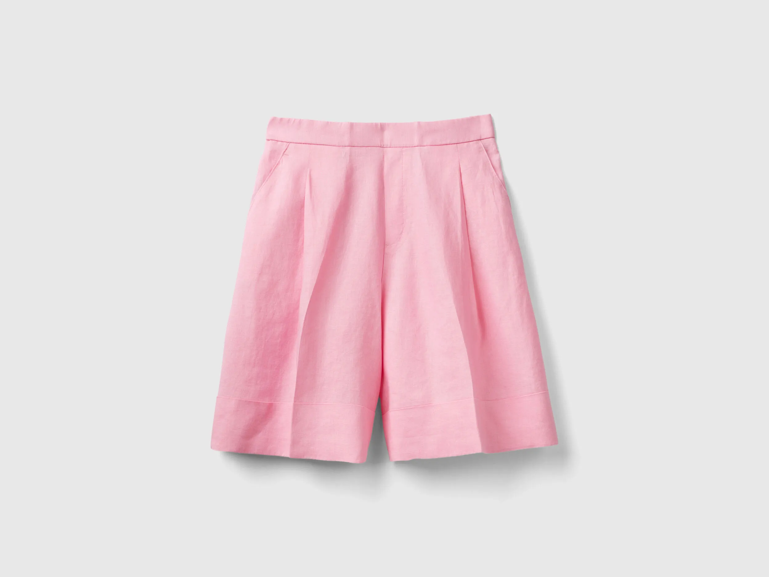 Bermudas de 100 % lino con vuelta