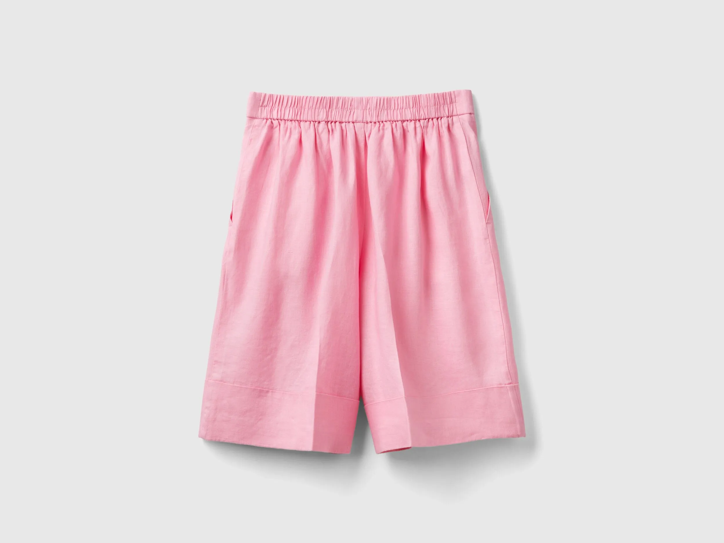 Bermudas de 100 % lino con vuelta