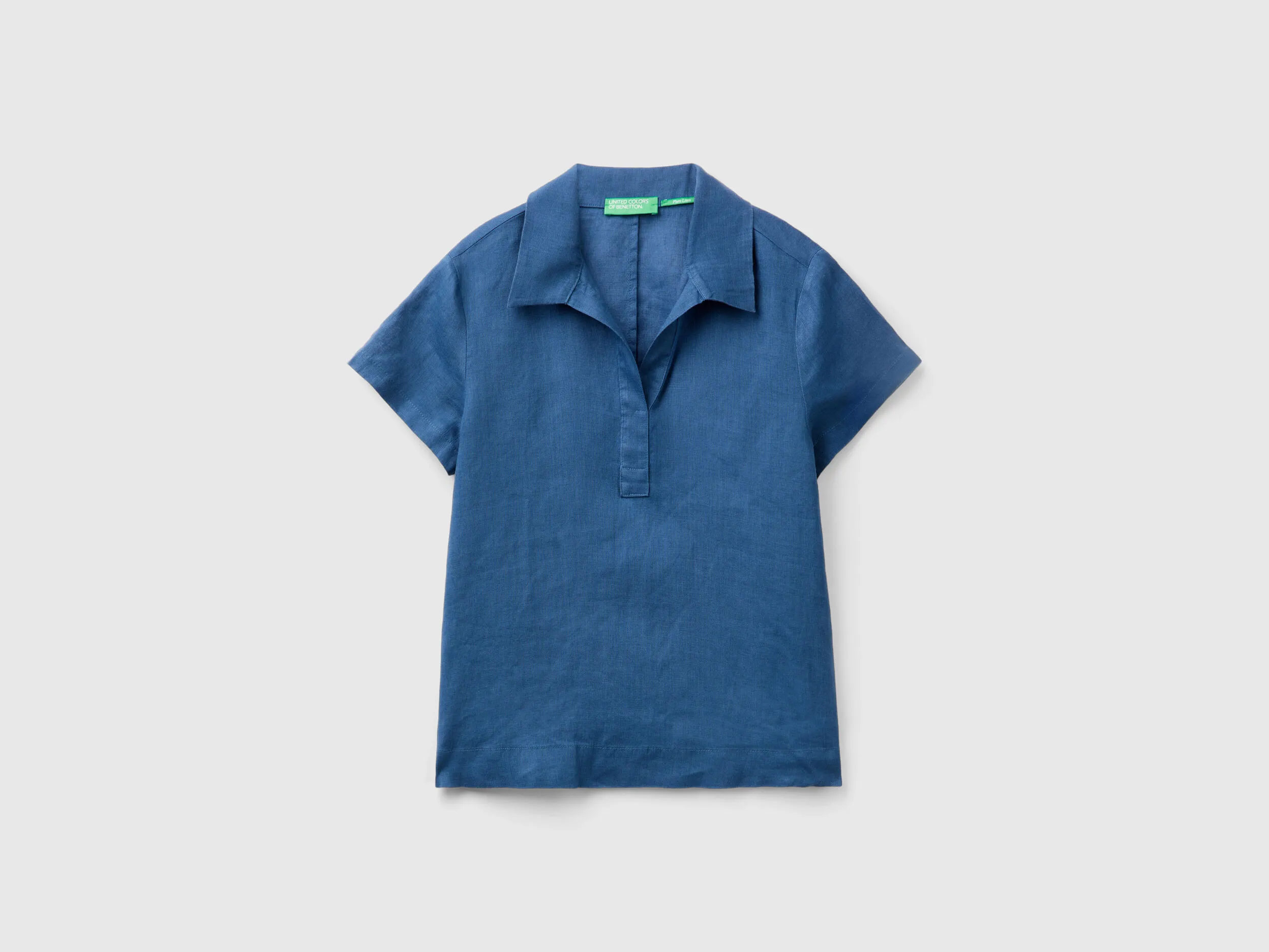 Blusa de 100 % lino de estilo polo