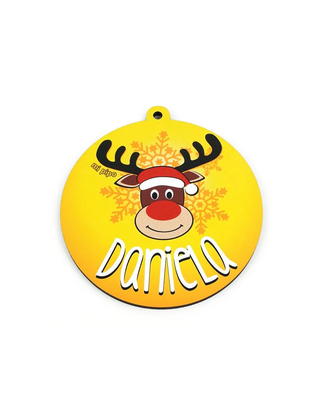 Bola Navidad decorativa Reno Rudolph Amarilla personalizada de Mi Pipo