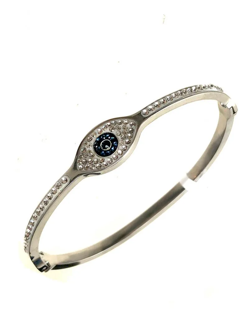 BONITAS PULSERAS PLATEADAS CON OJITO DE LA SUERTE Y CRISTAL