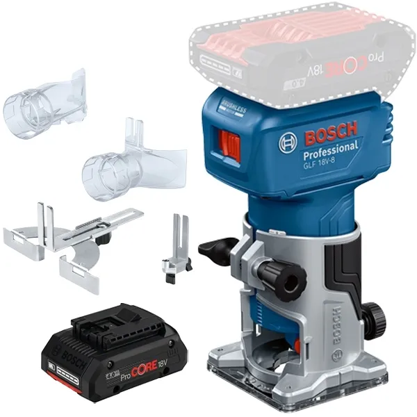 BOSCH  GLF 18V8  FRESADORA SIN BATERíAS Y CARGADORES, LIION, 18 V,  AH, 6, 6.35, 8 MM + BOSCH  PROCORE  BATERíA, LIION, 