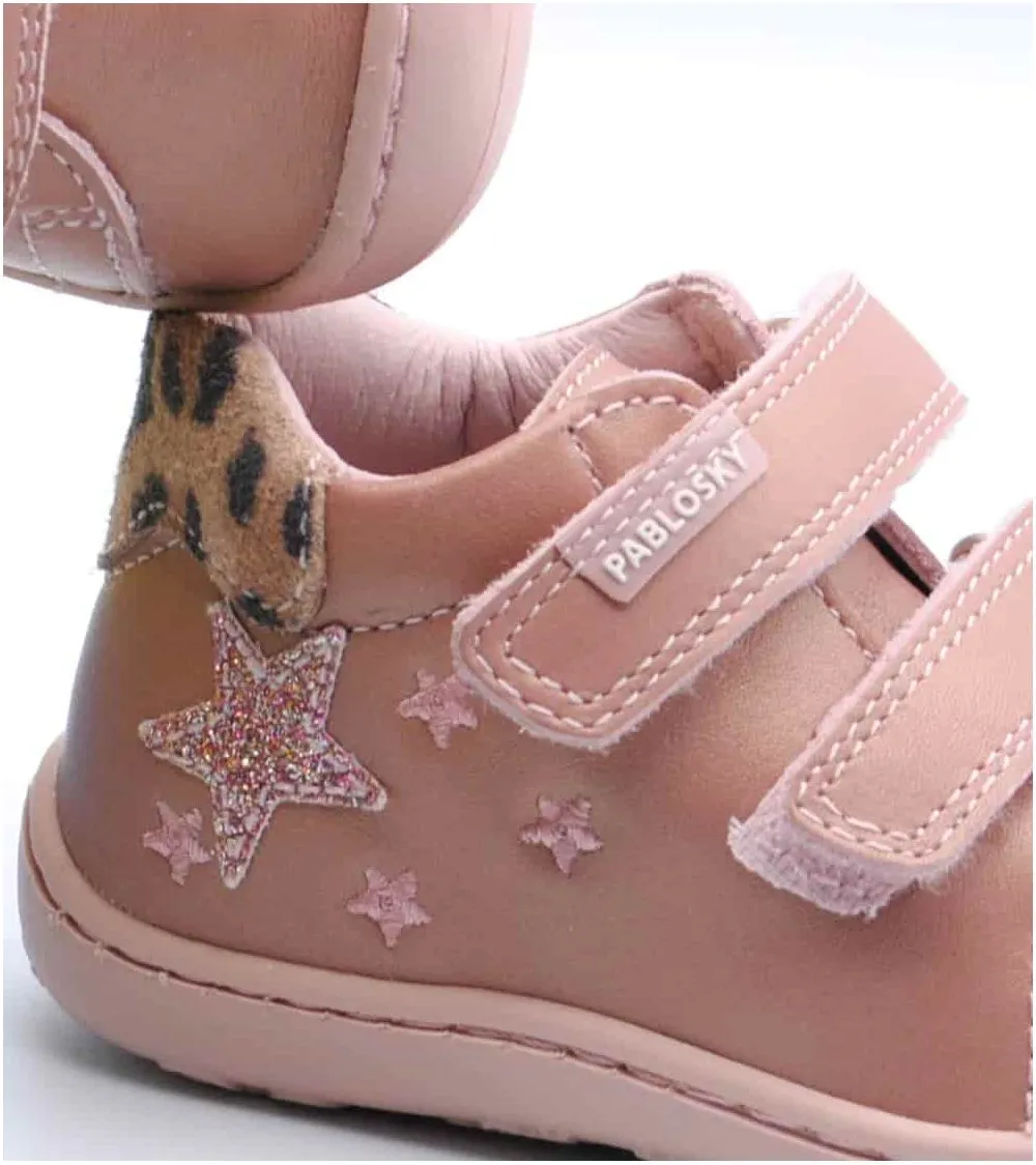 BOTÍN PABLOSKY STEPEASY BEBÉ FLEXIBLE ROSA ESTRELLA GLITTER
