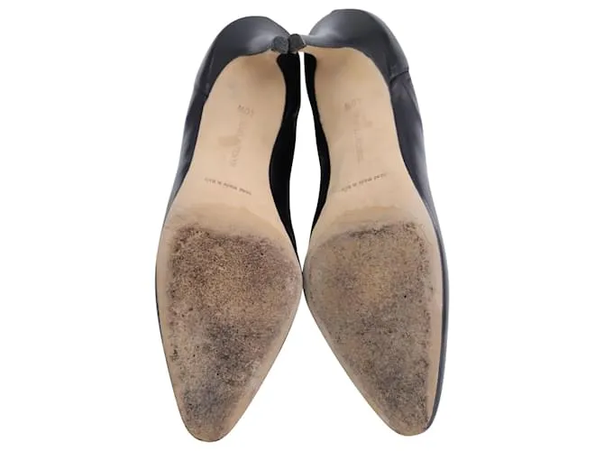 Botín Manolo Blahnik Livrea Gore de Cuero Negro 