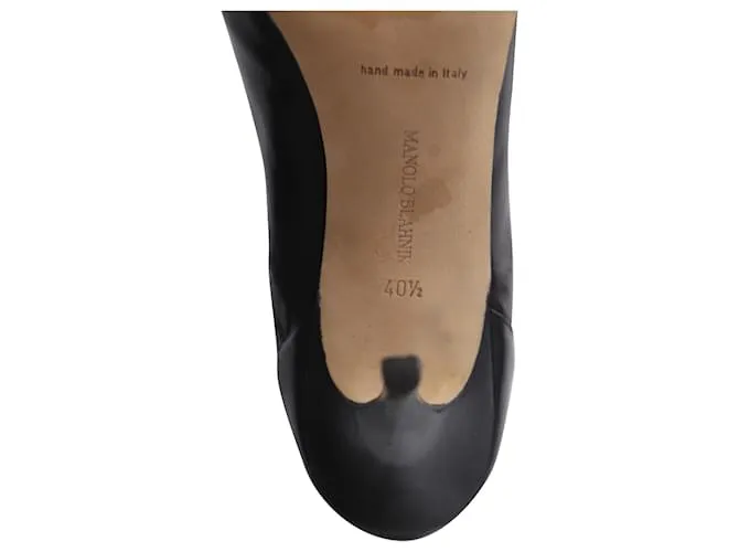 Botín Manolo Blahnik Livrea Gore de Cuero Negro 