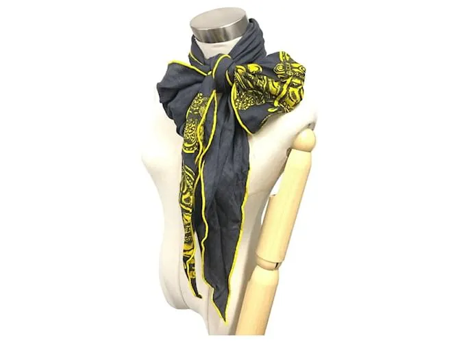 Bufanda Muffler Hermès Losange GM Castaño Amarillo 