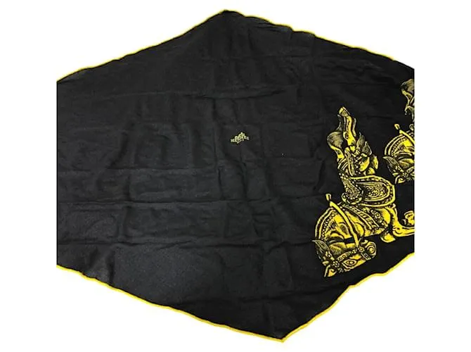 Bufanda Muffler Hermès Losange GM Castaño Amarillo 
