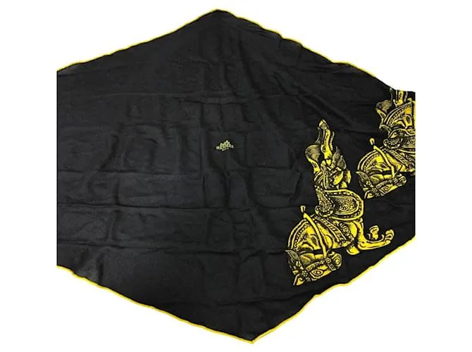 Bufanda Muffler Hermès Losange GM Castaño Amarillo 