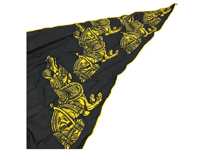 Bufanda Muffler Hermès Losange GM Castaño Amarillo 
