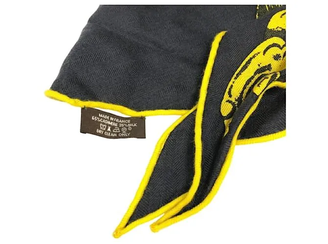 Bufanda Muffler Hermès Losange GM Castaño Amarillo 