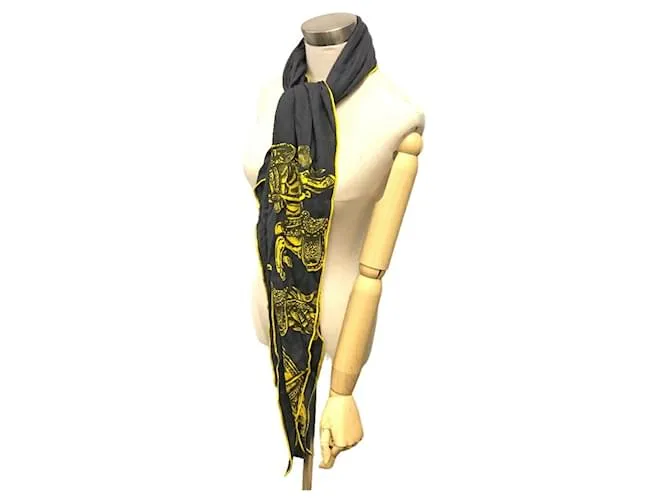 Bufanda Muffler Hermès Losange GM Castaño Amarillo 