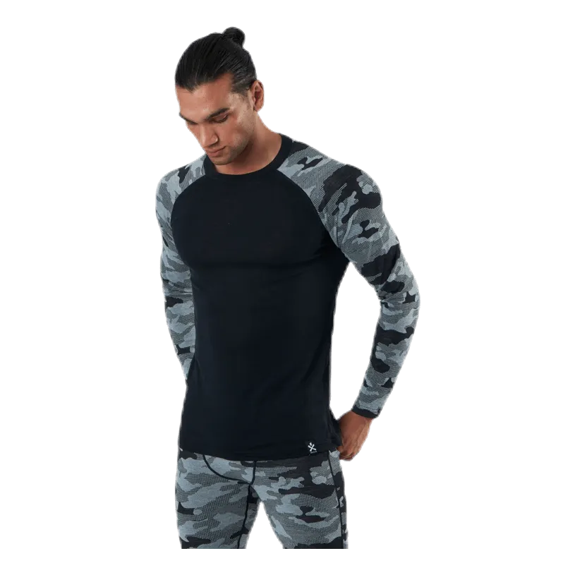Bula Camo Merino Wool Crew Black/Grey