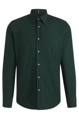 Camisa regular fit de popelín de algodón