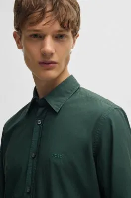 Camisa regular fit de popelín de algodón