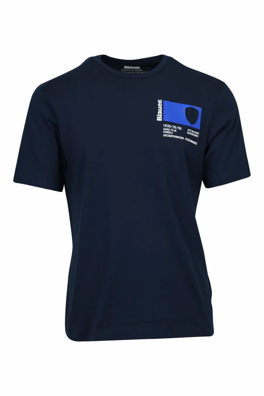 Camiseta azul con minilogo estampado bolsillo