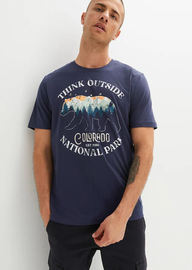 Camiseta Azul marino estampado