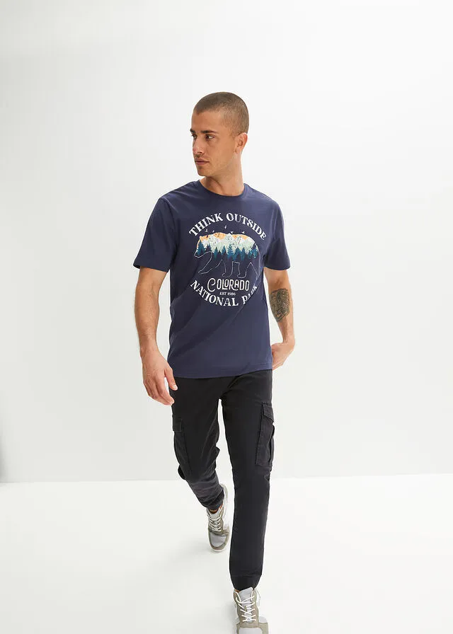 Camiseta Azul marino estampado