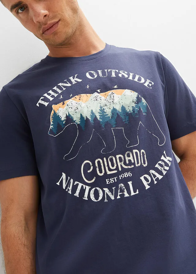 Camiseta Azul marino estampado
