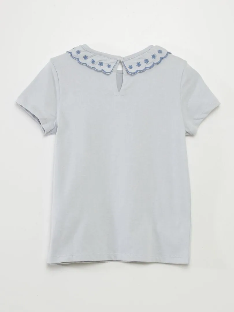 CAMISETA DE ALGODóN CON CUELLO BEBé  AZUL