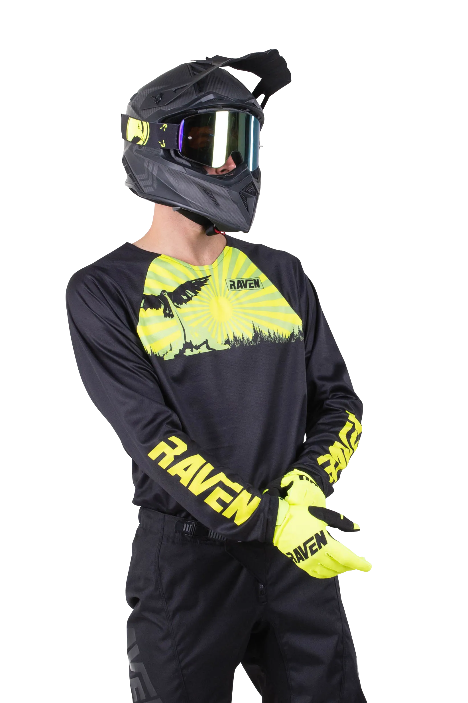CAMISETA DE CROSS RAVEN RIVAL CHALLENGER NEGROFLUOAMARILLO