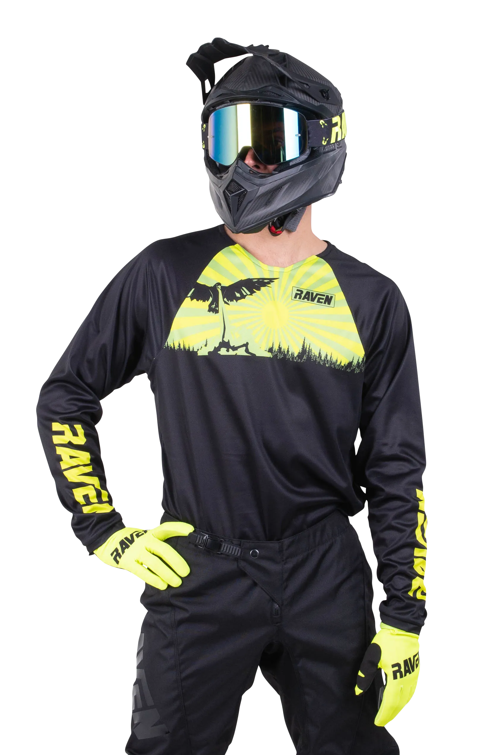 CAMISETA DE CROSS RAVEN RIVAL CHALLENGER NEGROFLUOAMARILLO