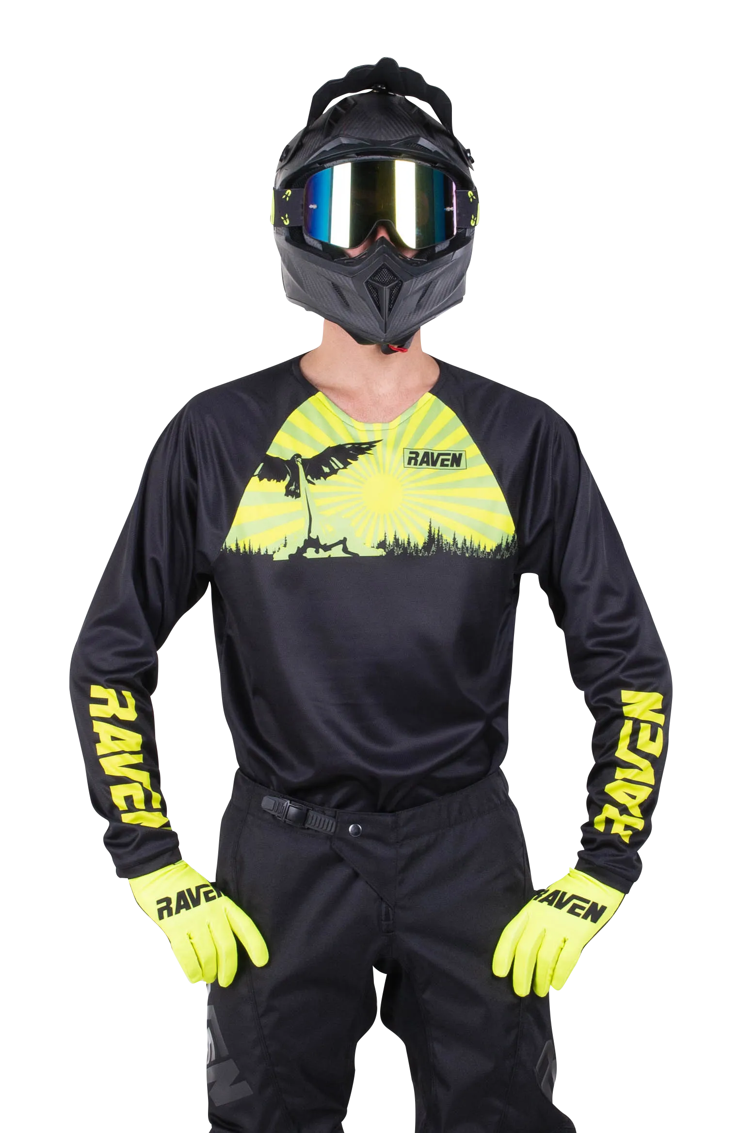CAMISETA DE CROSS RAVEN RIVAL CHALLENGER NEGROFLUOAMARILLO