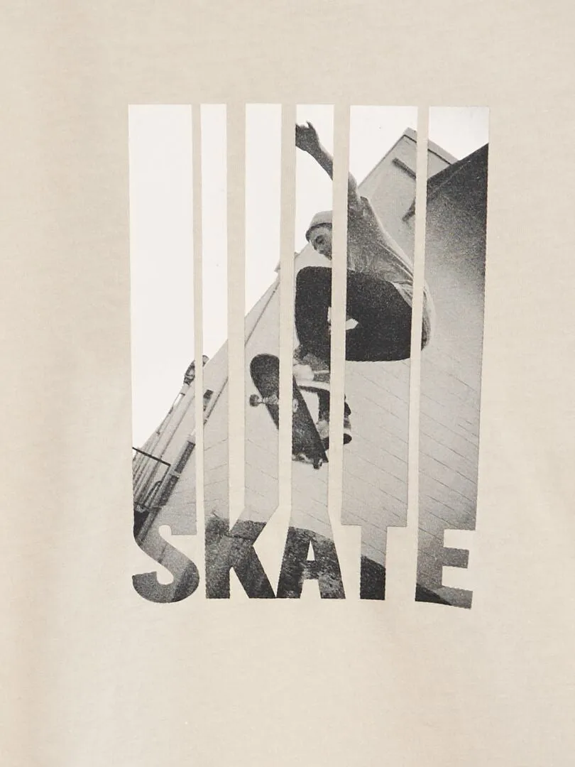 CAMISETA DE PUNTO ESTAMPADA  BEIGE