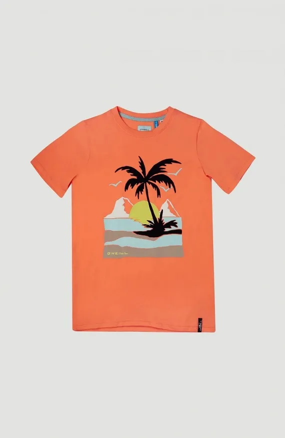 CAMISETA O’NEILL MANGA CORTA NIñO SURFERA PALM SHORTSLEEVE TSHIRT LIVING CORAL REF. 1A2478 NARANJA PALMERA