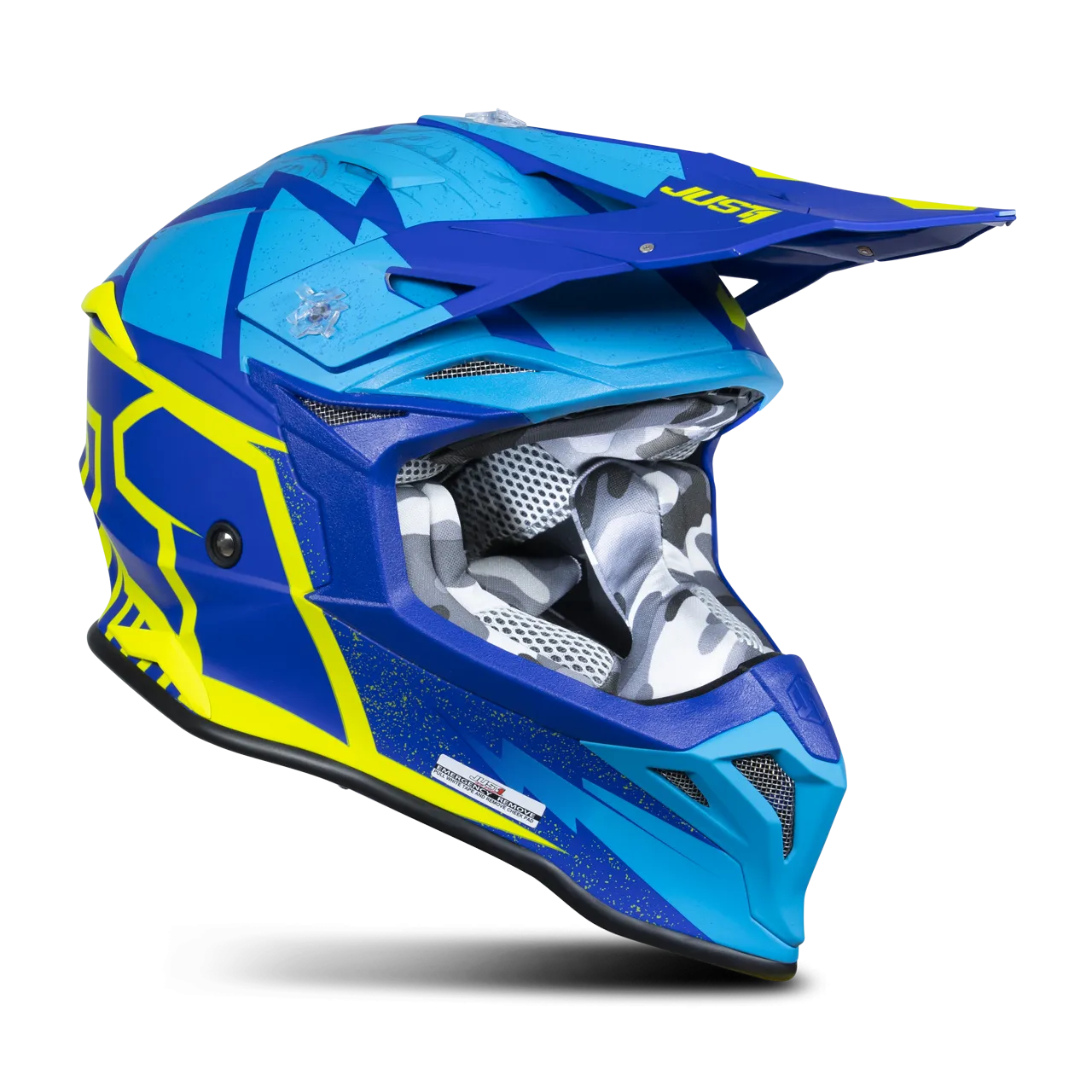 CASCO DE CROSS JUST1 J39 POSEIDON AZULAMARILLO FLUO