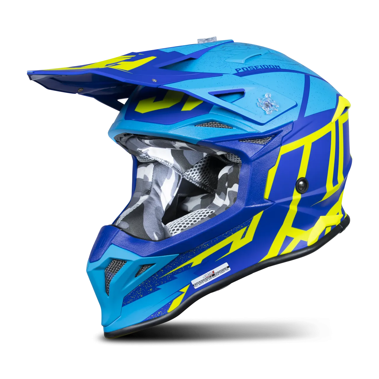 CASCO DE CROSS JUST1 J39 POSEIDON AZULAMARILLO FLUO