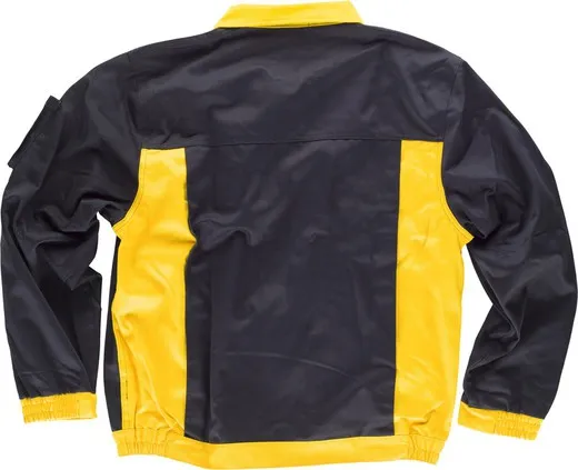 Cazadora linea 2 con cintura y tapetas combinadas Negro / Amarillo