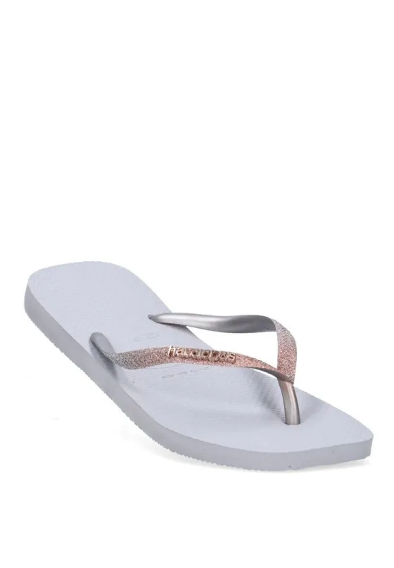 Chanclas sandalias playa HAVAIANAS square glitter gris