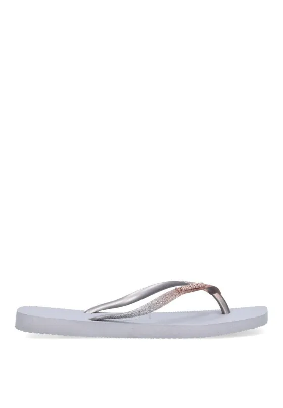 Chanclas sandalias playa HAVAIANAS square glitter gris