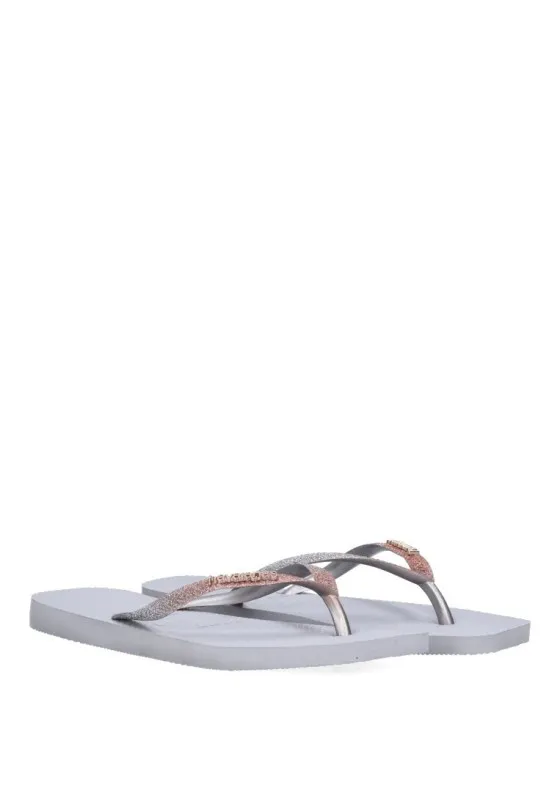 Chanclas sandalias playa HAVAIANAS square glitter gris